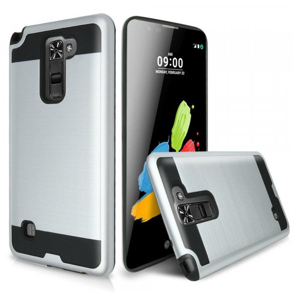 Wholesale LG Stylus 2 K520, LG G Stylo 2 LS775 Iron Shield Hybrid Case (Silver)